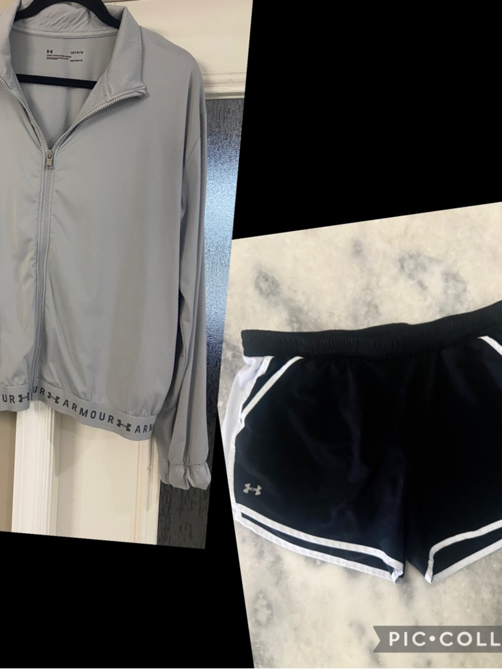 Under Armour Light Gray Zip Jacket & Under Armour Black Athletic Shorts Set L/XL